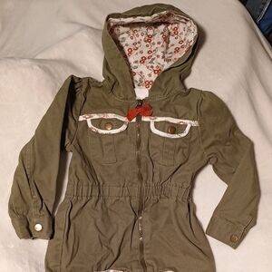 Kids Olive Green Hooded Jacket